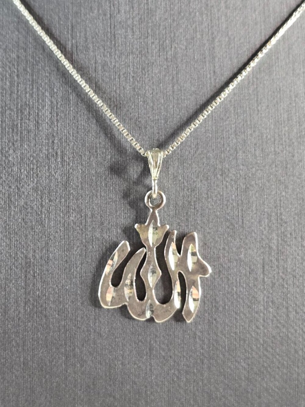 Vintage Estate Sterling Silver Muslim Allah Pendant Necklace 5.3g E3037